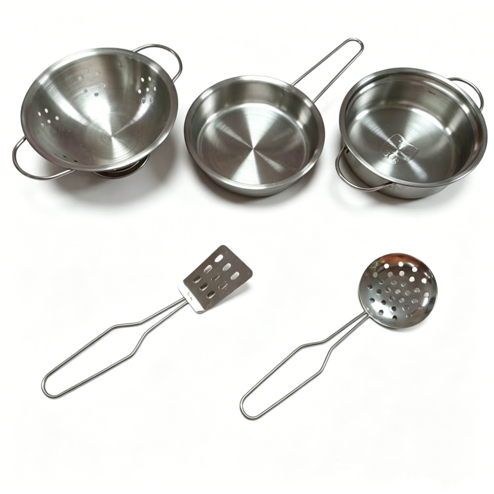 Kids Outdoor Kitchen Accessories - 5 Buah Mainan Peralatan Masak Baja